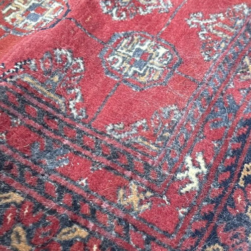 Traditional Red Area Rug Oriental Bokhara Style used 95cm x 55cm