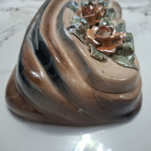 Vintage ceramic wall vase with embossed roses 26 cm like new