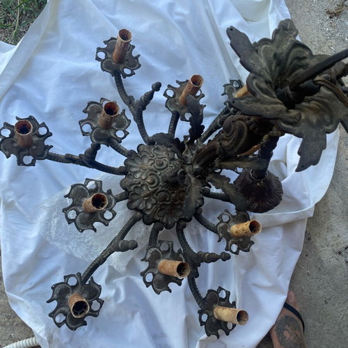 Chandelier 12 candles used, solid brass, vintage, fully functional