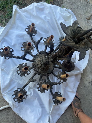 Chandelier 12 candles used, solid brass, vintage, fully functional