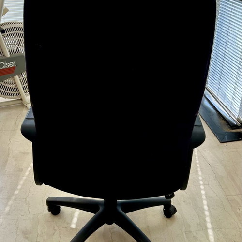 Office chair used, black velvet fabric, adjustable height and tilt