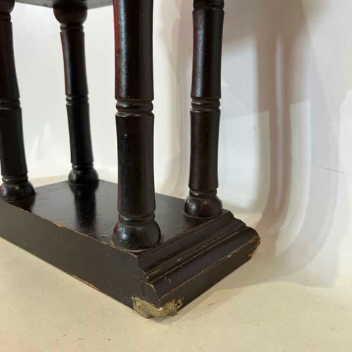 Vintage wooden table clock with brass details, 41x22x12 cm