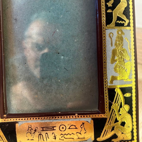 Egyptian leather photo frame used with Pharaoh depictions 20x14cm