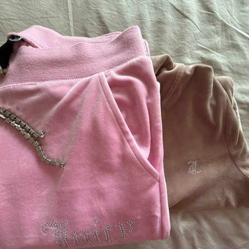 Juicy Couture Velour Diamante Robertson Hoodie like new, XS, beige brown