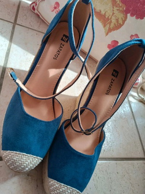 Zapatos espadrilles like new, size 39, navy blue, 12 cm heel