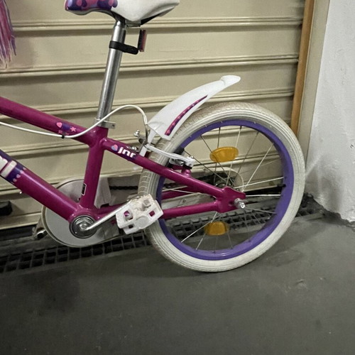 Ideal 18-inch children's bike, pink, with training wheels