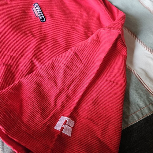 Russell Athletic vintage quarter-zip polo T-shirt, XL, red