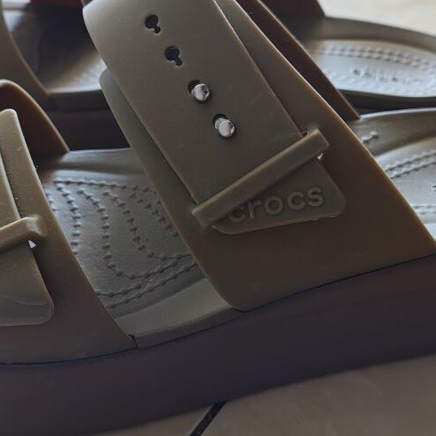 Crocs Lite Ride sandals, khaki, size W8 / 38-39, with box