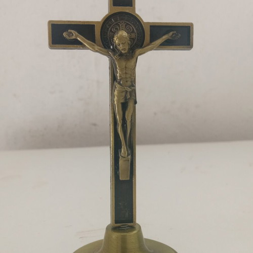 Crucifix 11 cm on bronze-colored base new