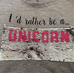 Μπλούζα με πούλιες που αλλάζει  λέξεις από unicorn σε mermaid για  12-13 ετων