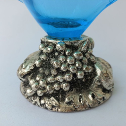 Murano vintage glass fondantière like new with silver-plated base