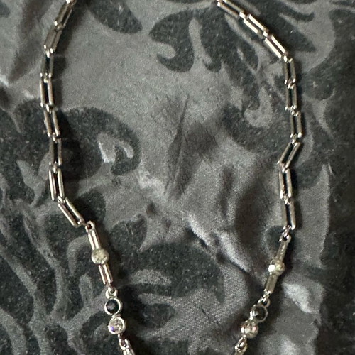 Black steel necklace like new with stone and gems