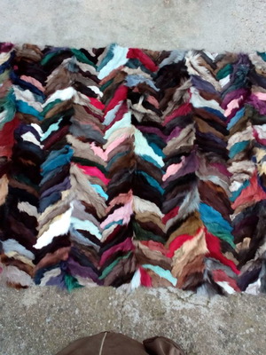 Fur rug new multicolored made of fox legs