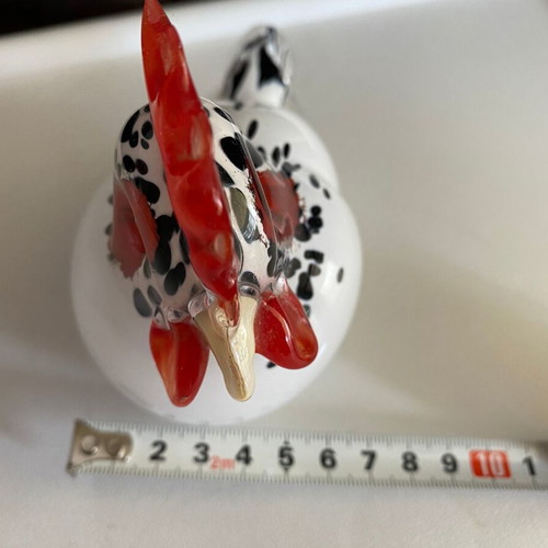 Glass chicken figurines like new, pair, British handcrafted art