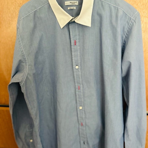 Men's dress shirts used, size large slim line, dark blue and light blue