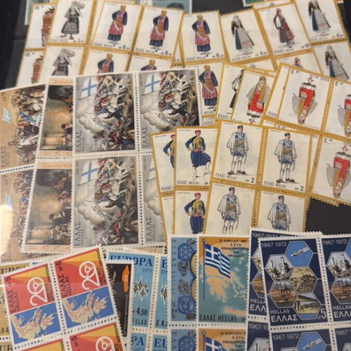 Two Pages of Unused Greek Stamps