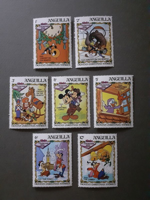 Σετ γραμματόσημα Anguilla Walt Disney Χριστουγεννιάτικες Ιστορίες Ντίκενς, 6 τεμ. 1983 MNH