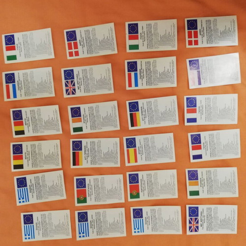 Biovol stickers used, pack of 24, banknotes and EEC flags