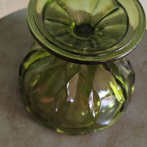 Anchor Hocking vintage Depression Glass footed bowl avocado green