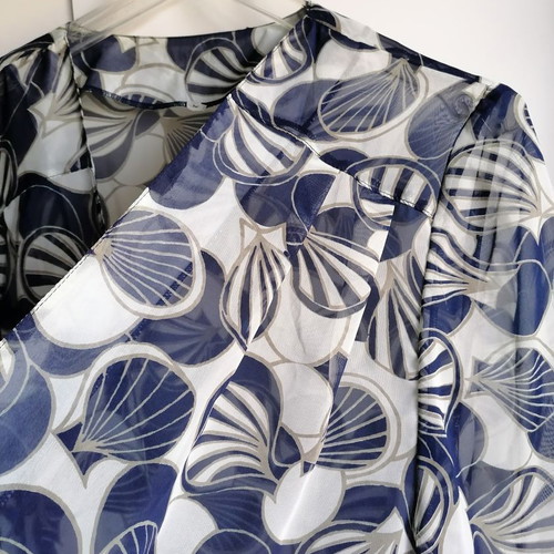 Buttonless blouse XXL, blue, semi-transparent