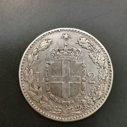 Italy 2 Lire Coin 1882 like new, silver 0.835