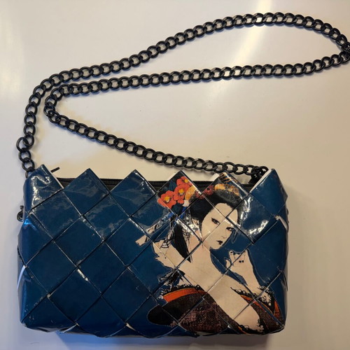 Handmade Geisha Art Shoulder Bag new, woven from recycled paper