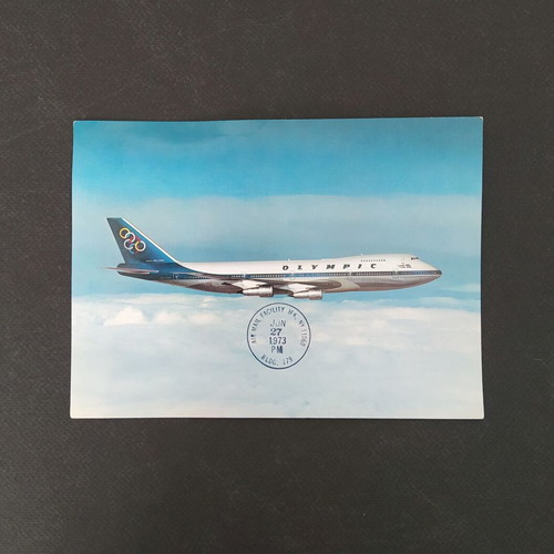 Boeing 747-200B Olympic Airways First Flight Postcard like new 1973