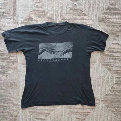 T-shirt XL used, black, Michelangelo print