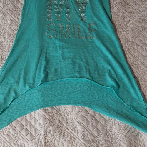Women's tshirt one size used, turquoise with gold details