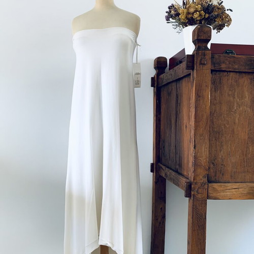 Ioanna Kourbela Asymmetric Long Strapless Dress new, white