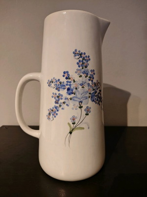 Pitcher vase with hand-painted floral design like new