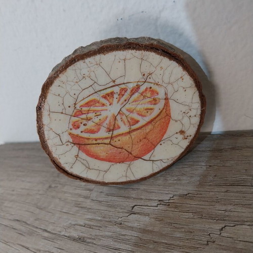 Decorative Tree Trunk Slices with Oranges Handmade