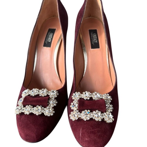 Oxitaly Fratelli Russo pumps new with rhinestone buckle, suede