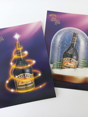 Set of 2 Baileys Christmas postcards like new, 00's decade