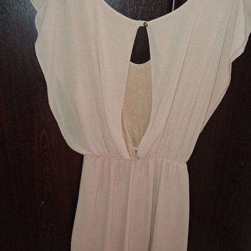 Lynne short beige dress with lining, elastic
