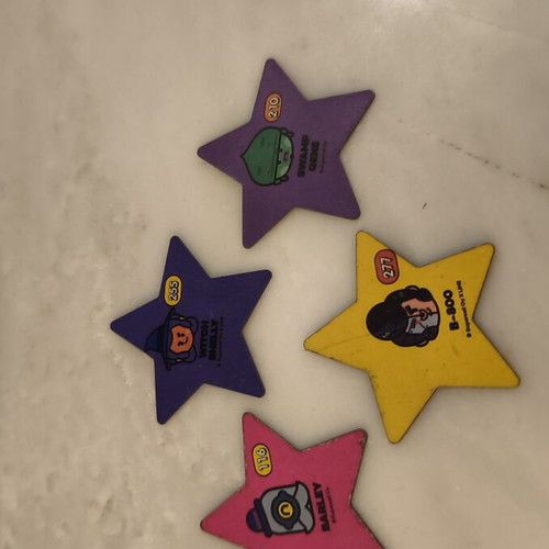 Brawl Stars collection of 29 tags and star-shaped cards