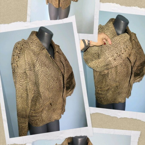 Rock leather jacket in leopard print made of natural nubuck used