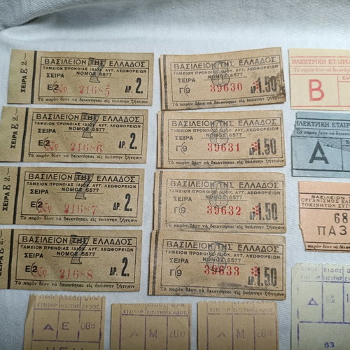 Collection of 24 used vintage urban transport tickets from 1940s-60s
