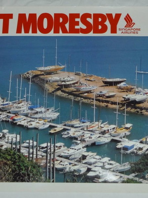 Singapore Airlines μεγάλη αφίσα Port Moresby 1980ς καινούργια