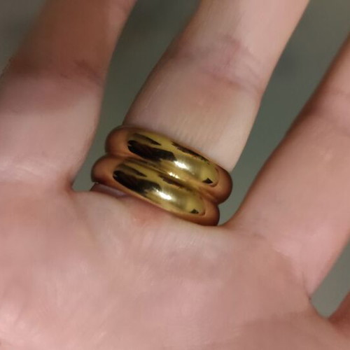 Gold-colored stainless steel ring new, size 8