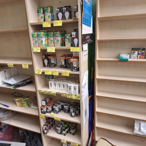 Wooden Wall Shelves and Corner Cashier Furniture used