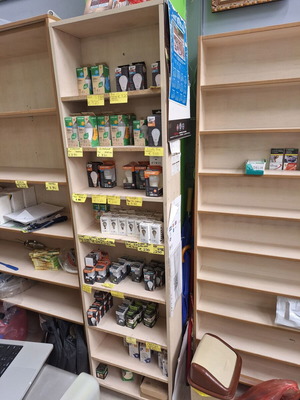 Wooden Wall Shelves and Corner Cashier Furniture used