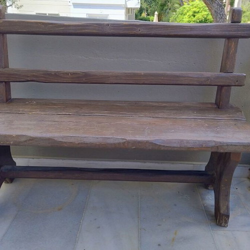 Wooden bench with stool, 120x47 cm, height 89 cm