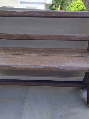Ξύλινο παγκάκι με σκαμπό μεταχειρισμένο, 120x47x89 εκ παγκάκι, 40x43x46 εκ σκαμπό