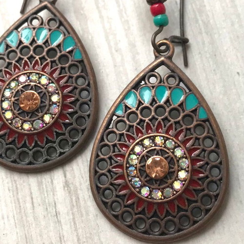 Bohemian Chic Earrings from Accessorize Bronze with Blue Enamel Summer Style