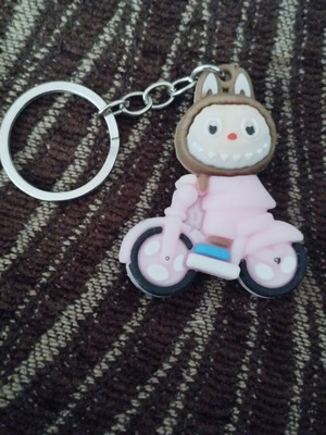 Labubu pink keychain used, children's design
