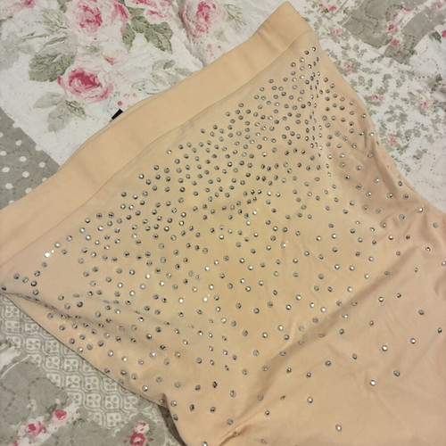 Beige Y2K bandeau top with silver rhinestones, size S