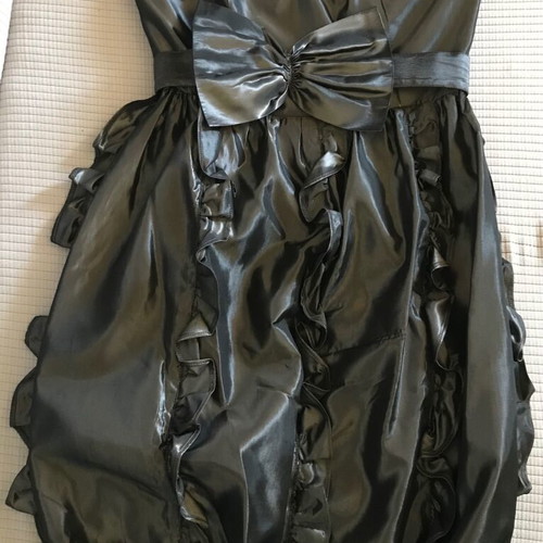 Sotris Strapless Dress Like New, Gray Shiny Taffeta, Balloon Style