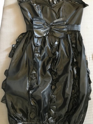 Sotris Strapless Dress Like New, Gray Shiny Taffeta, Balloon Style