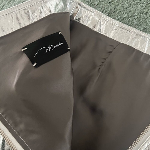Manokhi metallic mini skirt XS real leather like new, silver